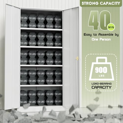Incbruce 72” Metal Storage Cabinet, Garage Cabinets and Storage System with Doors and Shelves, Tall Lockable Tool Cabinet for Garage, Office, Home (Black)