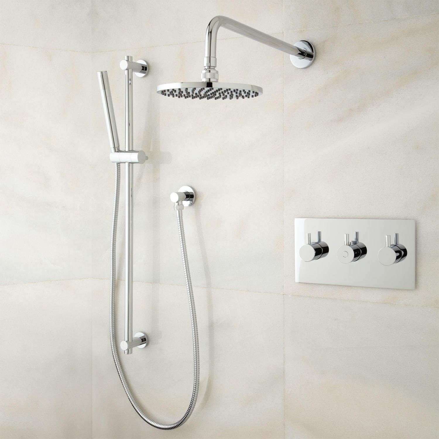 Signature Hardware 925942 Tosca Thermostatic Shower System with Rainfall Shower Head and Hand Shower - Rough In Included
