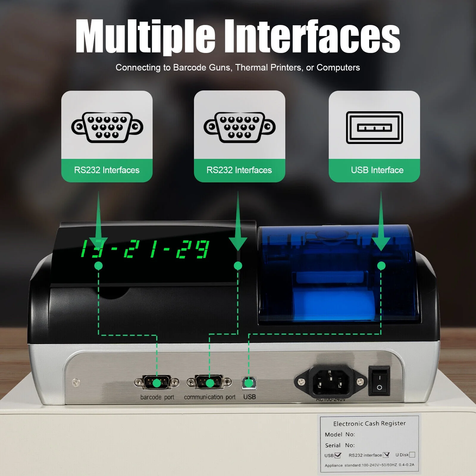 Electronic Cash Register POS System 48 Key for Supermarket Retail Restaurant