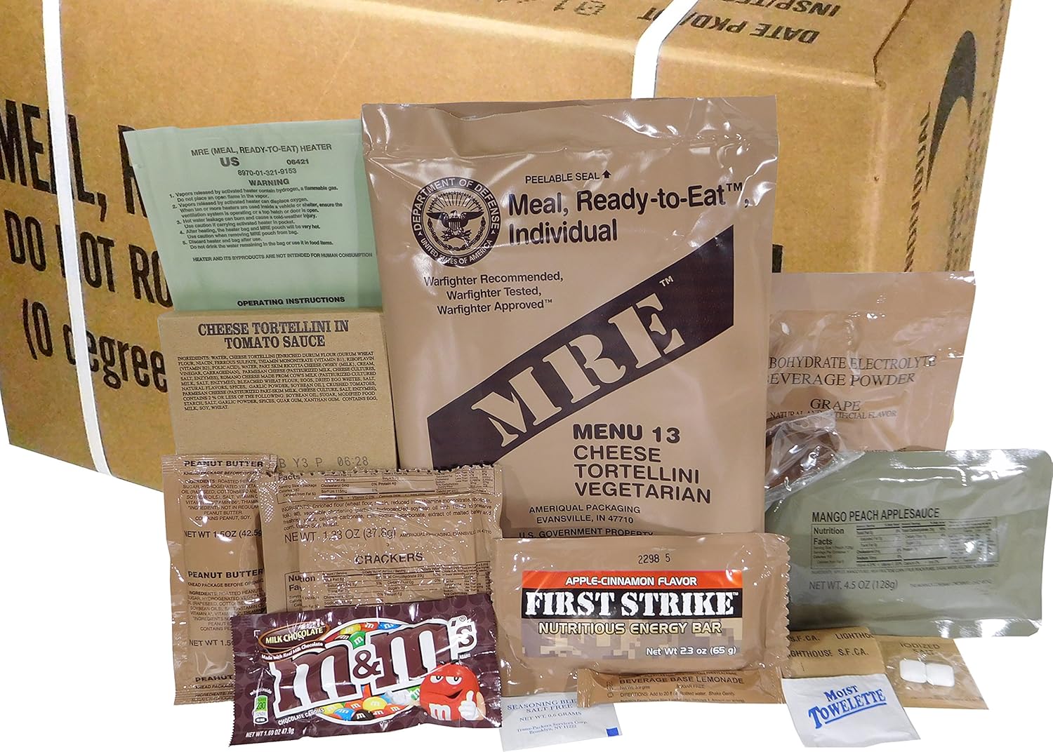 MREs (Meals Ready-to-Eat) Box B, Genuine U.S. Military Surplus, Menus 13-24