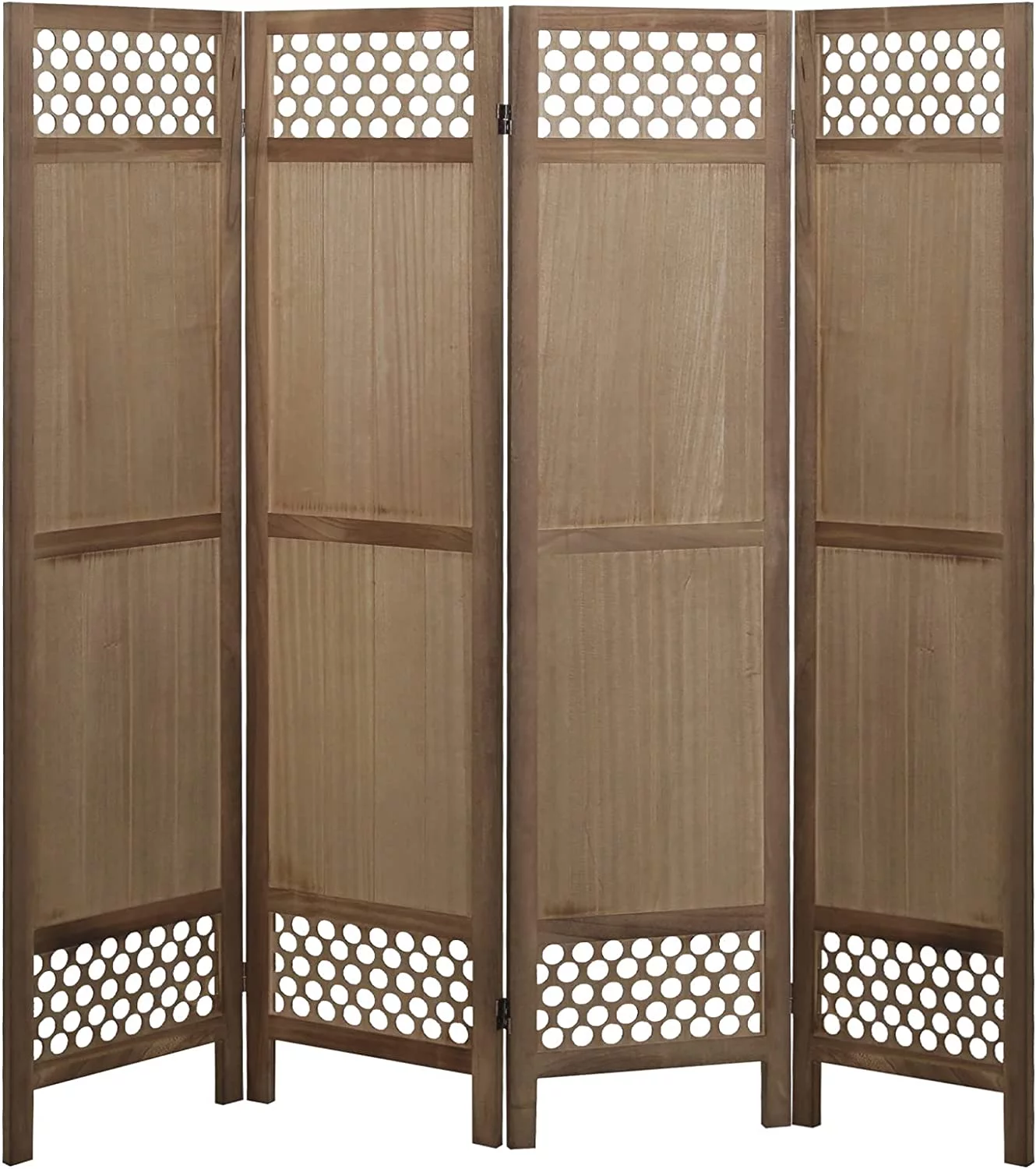 Hofitlead 4 Panel Room Divider, 5.6Ft Room Dividers and Folding Privacy Screens, Light Brown