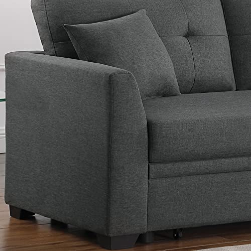 Small Sleeper Sofa, Sofa Bed Couch with Pull Out Couch Reversible Sleeper Sectional Sofa with Storage, L Shaped Chaise Sleeper Sofa, 81" Sleeper Couch in Grey