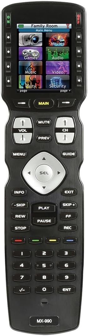 UNIVERSAL REMOTE MX-990 Complete Control IR/RF Remote with Color LCD Screen, Black (MX990)