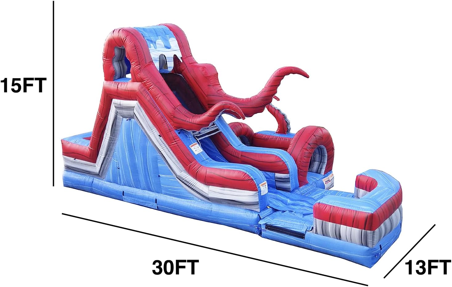 JumpOrange Ocean Battle Commercial Grade Water Slide and Obstacle Course with Pool and Blower, for Kids and Adults, Pop Ups, Summer Fun, Wet Dry Combo, Rental Quality, Outdoors (Right Piece)