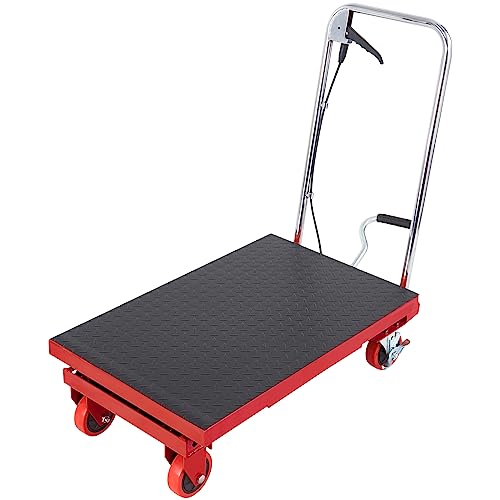 VEVOR Electric Lift Table, 330 lbs Capacity Single Scissor Lift Table, 8-28 in Height Adjustable Lifting Platform, Coffee Table Lift with 4 Wheels, for Material Handling and Transportation, Black