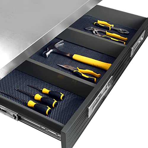 Seville Classics UltraHD Heavy Duty Commercial Lighted Workcenter w/Pegboard, 500 lbs. Weight Capacity for Garage, Warehouse, Workshop, Stainless Steel Top, Granite, 48" W x 24" D x 65.5" H