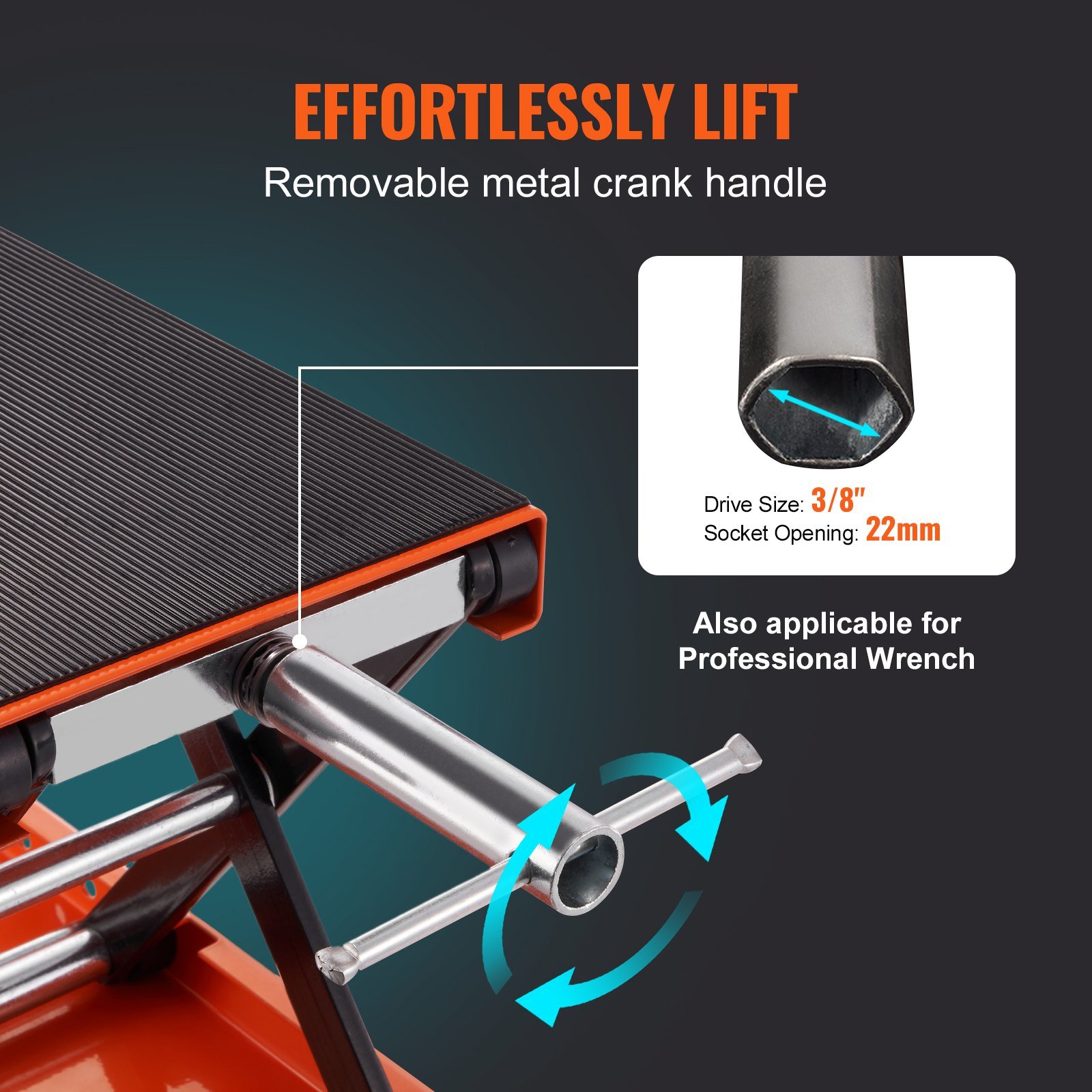 Vevor  1100 lbs Motorcycle Scissor Lift Jack with Wide Deck & Safety Pin