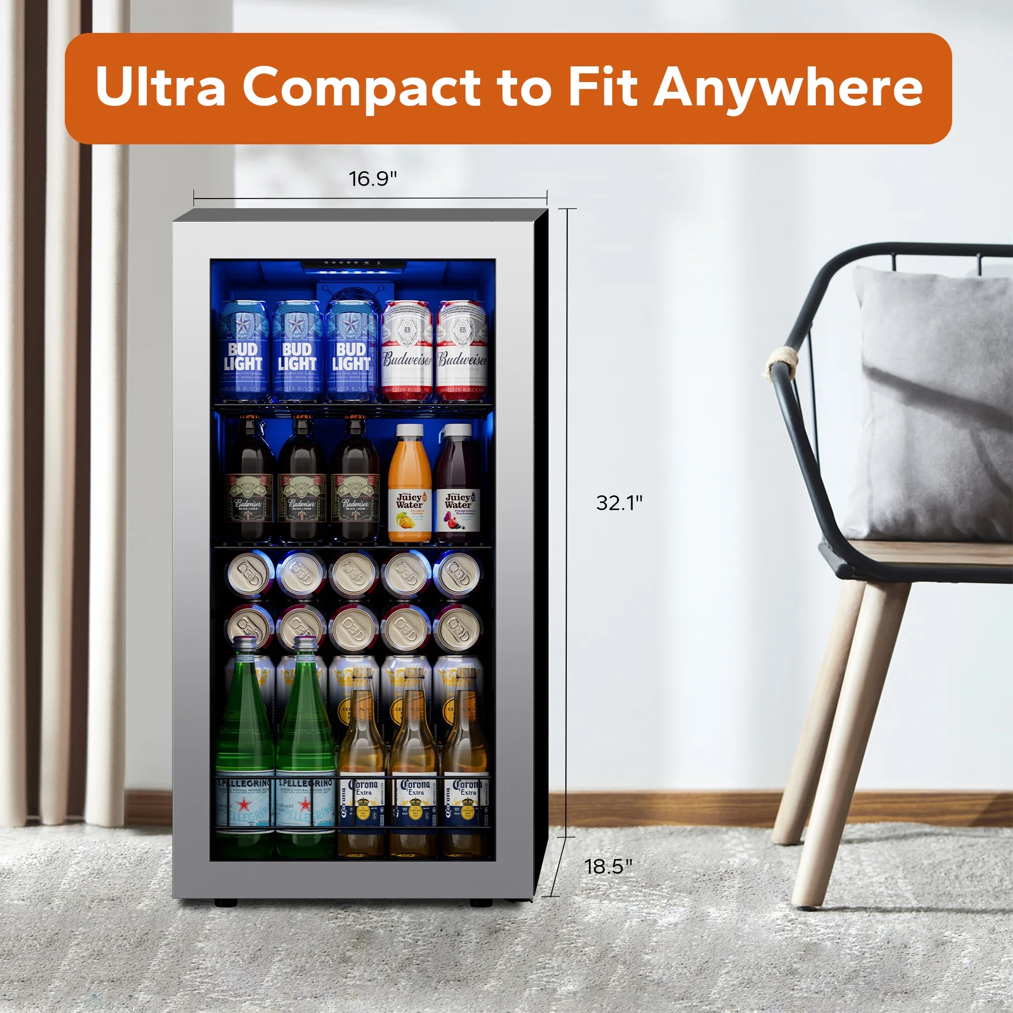 Ca'Lefort Beverage Refrigerator Cooler,242 Can Freestanding Beverage Fridge，Mini fridge with Glass Door for Home/Bar/Office(2 Pack)