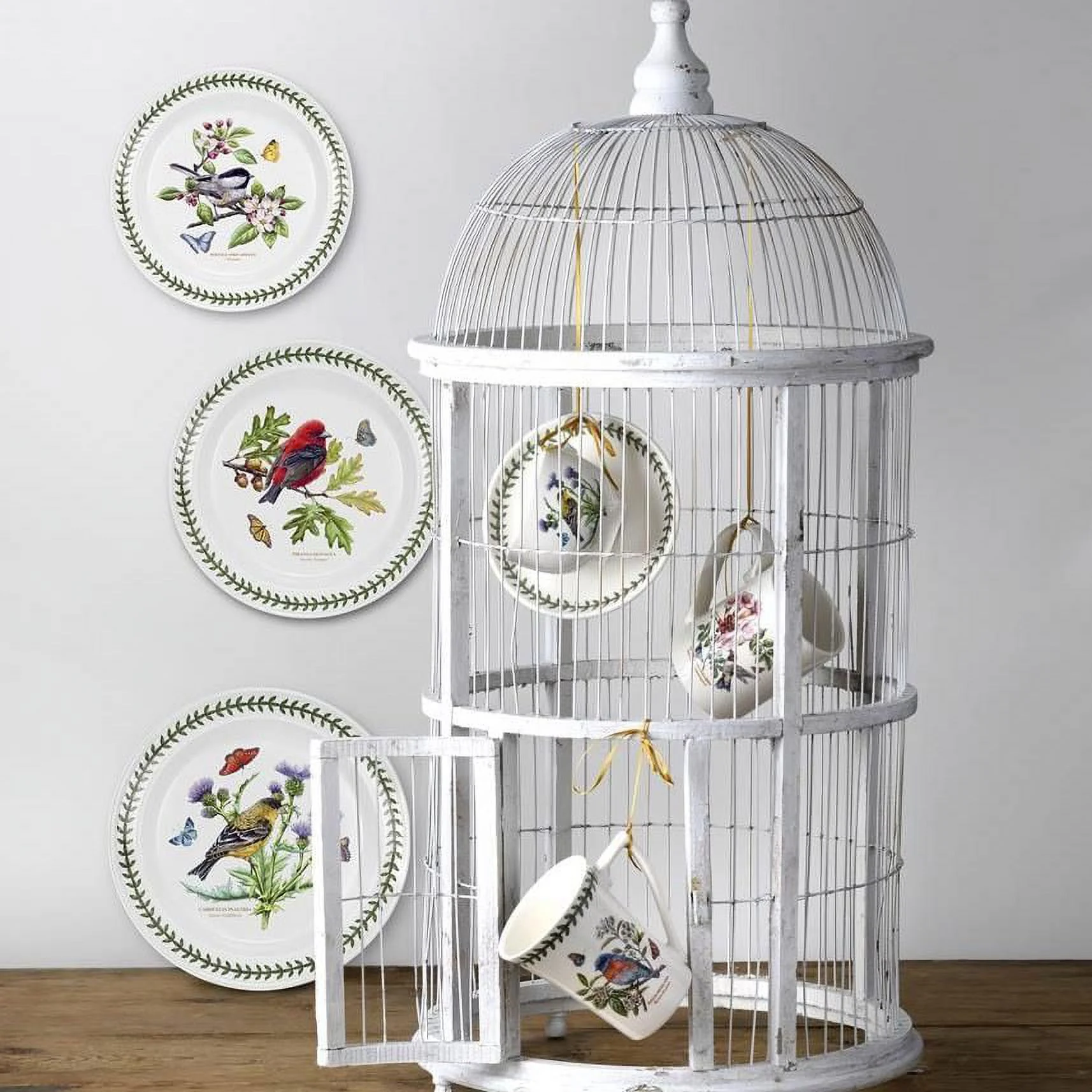 Portmeirion Botanic Garden Birds 8.5 inch Salad Plate, Set of 6 - Assorted Motifs