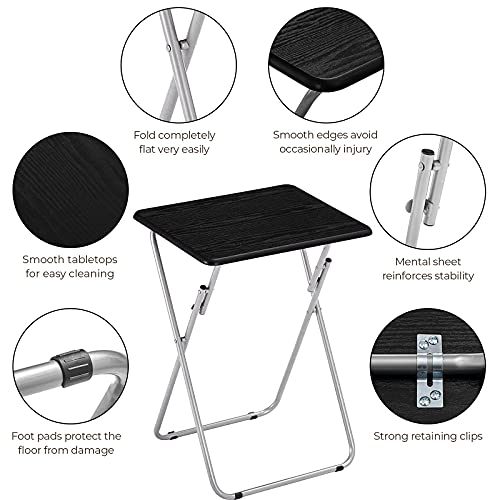AINGOO TV Trays Set of 2, Folding Snack Tables No Assembly Required, TV Trays for Eating at Couch Sofa, Black