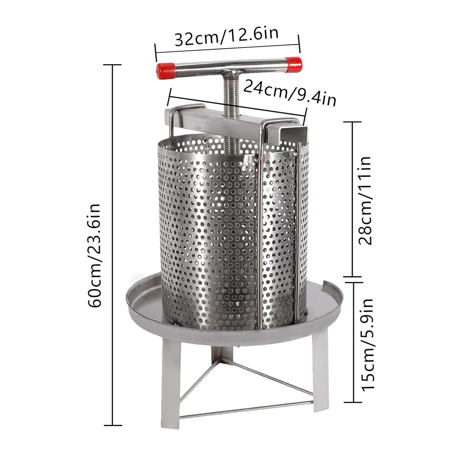 Manual Honey Presser, Mesh Honey Press Machine Honey Extractor Stainless Steel Beekeeping Extraction, Honey Bee Spinner Beekeeping Apiary Centrifuge Equipment, Silver