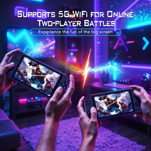 Retro Handheld Game Console with Android System, RK35XX, HD 5.55 Inch Touch Screen, 4000mAh Battery, Support HDMI Output, WiFi, Portable Gaming Device with 64G MicroSD Card