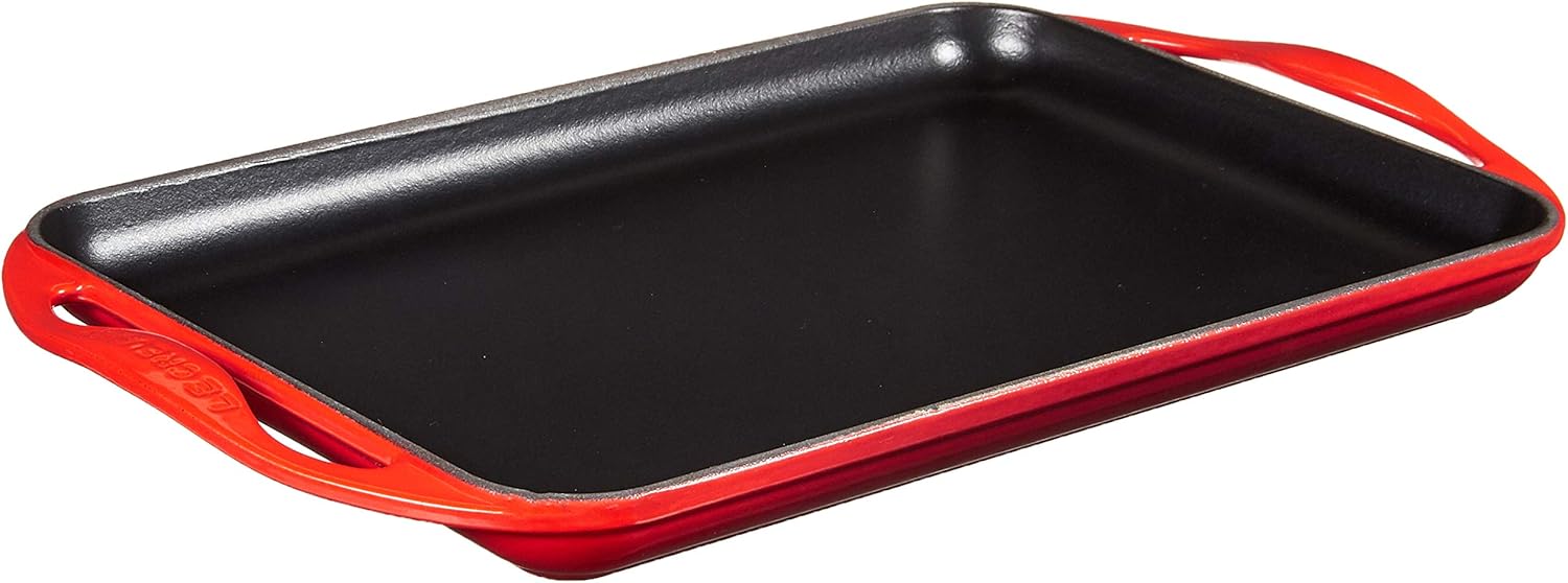 Le Creuset Enameled Cast Iron Rectangular Skinny Griddle, 13 x 8.5, Quince