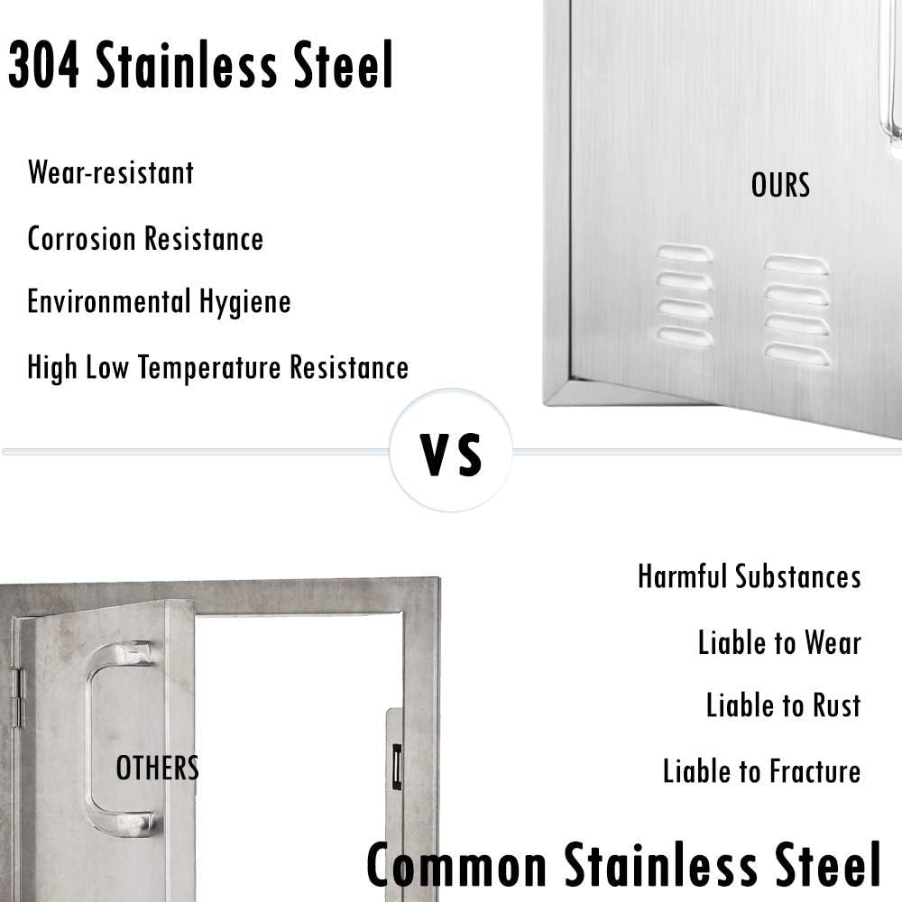 Karpevta Outdoor Kitchen Doors 14''W X 20''H Inch BBQ Access Door - Stainless Steel Single Wall Construction Vertical Door for Outdoor Kitchen Grilling Station or Commercial BBQ Island