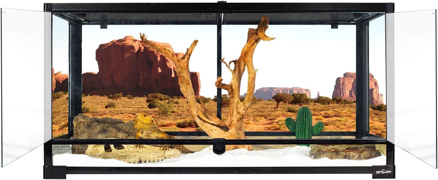 REPTIZOO 50 Gallon Glass Reptile Terrarium Tank, 36" x 18" x 18" Large Reptile Terrarium Double Hinge Door with Screen Ventilation