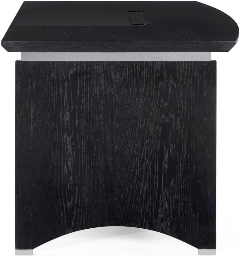 ZURI Modern 71" Washington Black Oak Wood Desk with Leather Writing Pad