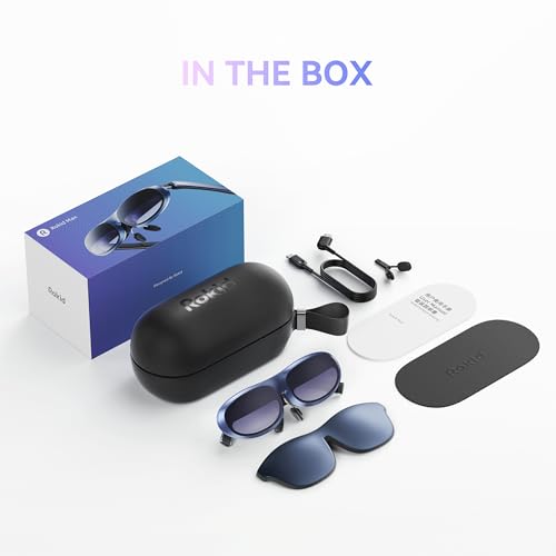 Rokid Max AR Glasses, Smart Glasses with 360'' Micro-OLED Virtual Theater, 50° FOV, 600nits Brightness, HDCP Support & Cloud Gaming and Compatibility with iOS Mac ipad Android, Consoles and Computers