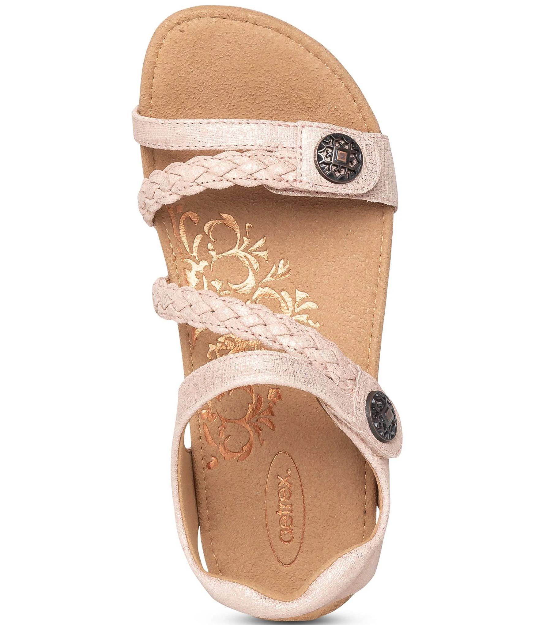 Aetrex Jillian Braided Quarter Strap Gold / 9