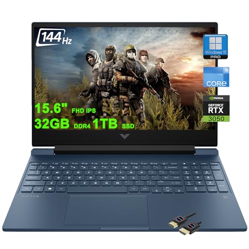 HP Victus 15 Gaming Laptop | 15.6" FHD IPS Anti-Glare 144Hz | Intel 8-core i5-12450H (>i7-11800H) | 16GB DDR4 1TB SSD | GeForce RTX 3050 | Backlit B&O Fast Charging Win11Pro w/DLCA Accessory