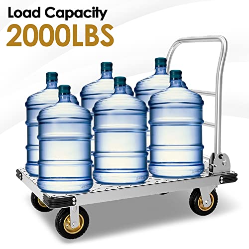 Platform Truck Cart 1000LBS Chinco Star Folding Push Cart Dolly Portable Moving Dolly Cart with 360° Swivel 5'' Wheels Heavy Duty Foldable Flatbed Cart for Hand Moving 2022 Upgrade (35L x24W x40H in)