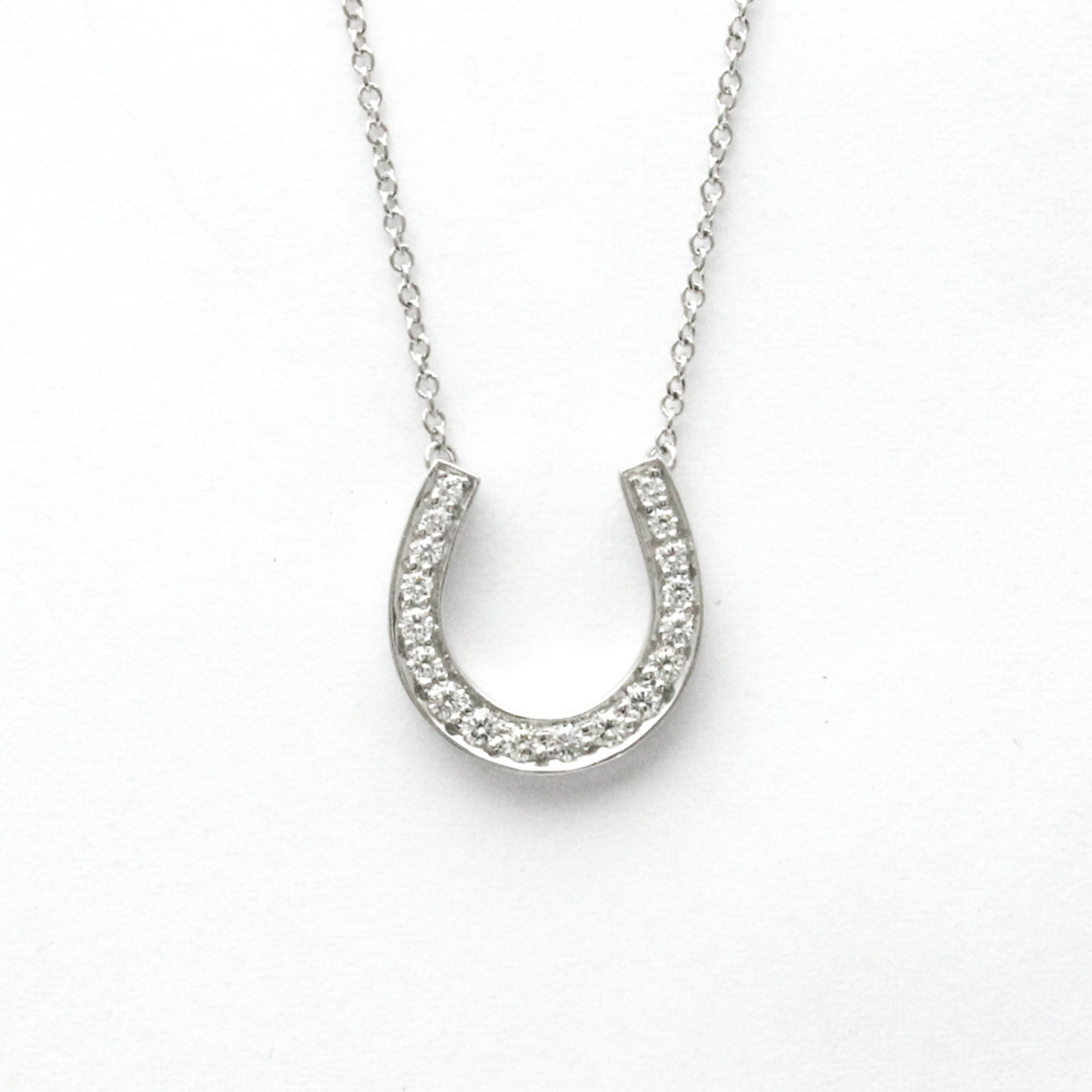 Pre-Owned Tiffany Horseshoe Necklace Platinum Diamond Men,Women Fashion Pendant Necklace (Silver) (Good)