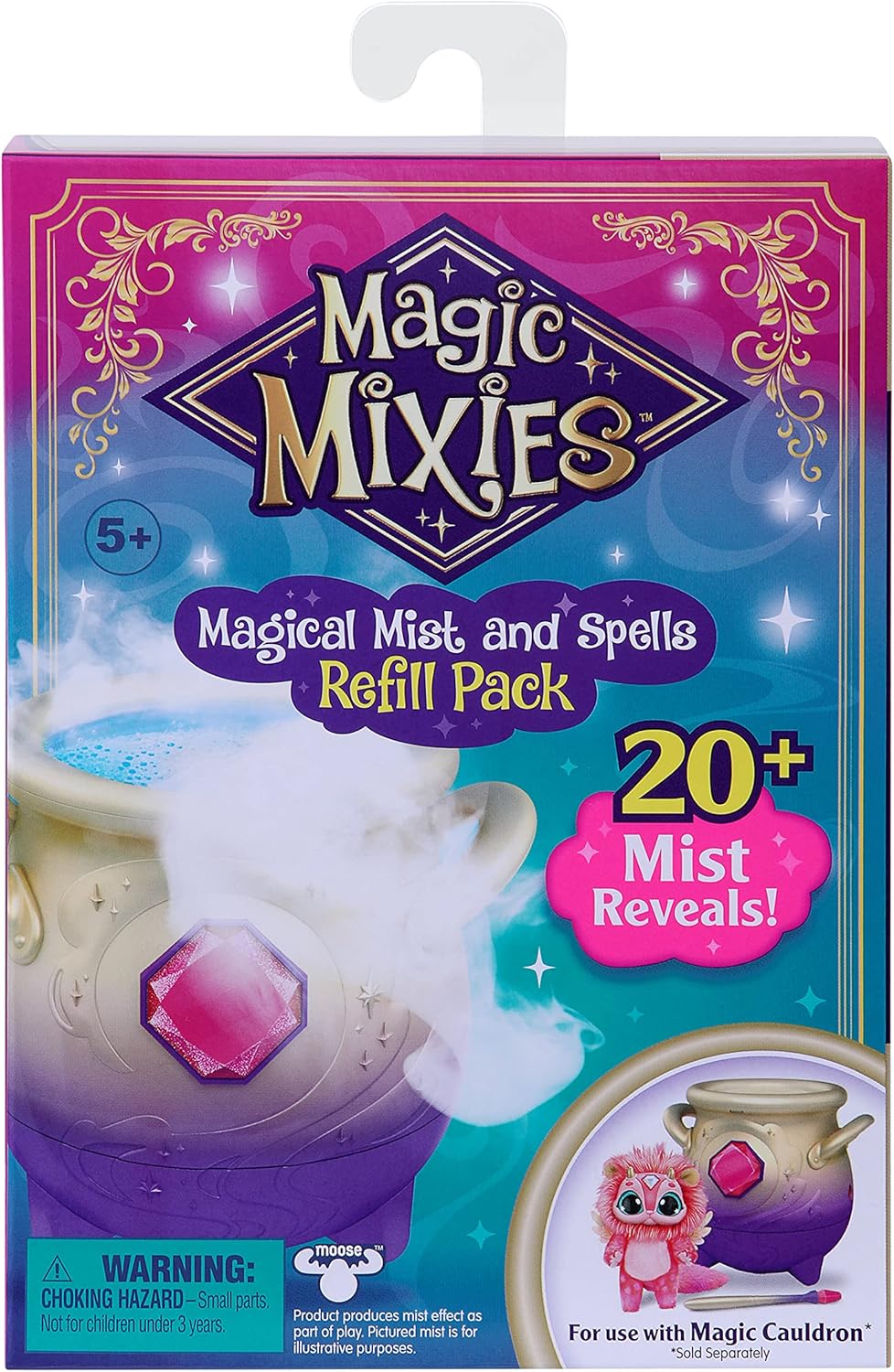 Magic Mixies Magical Misting Cauldron with Interactive 8 inch Blue Plush Toy and 50+ Sounds and Reactions, Multicolor