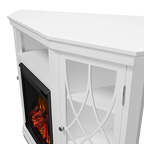 Real Flame Lynette 56" Corner Electric Fireplace TV Stand for TVs up to 55 inches, Entertainment Center with Electric Fireplace, Living Room TV Stand with Fireplace.