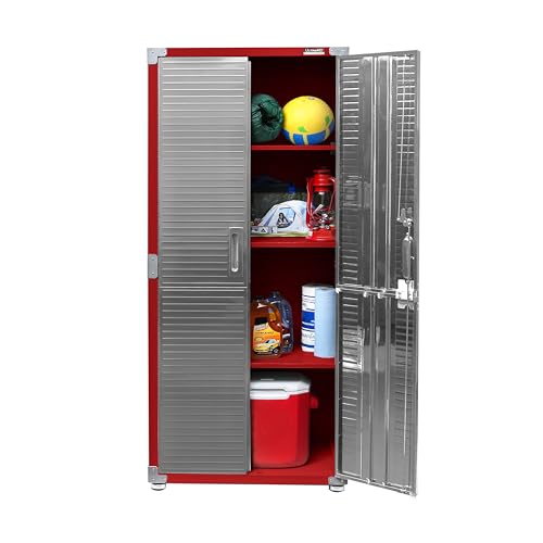 Seville Classics UltraHD Solid Steel Lockable Metal Storage Cabinet Locker Organizer, w/Adjustable Shelves for Garage, Warehouse, Office, Classroom, Granite, 48" W x 24" D x 72" H