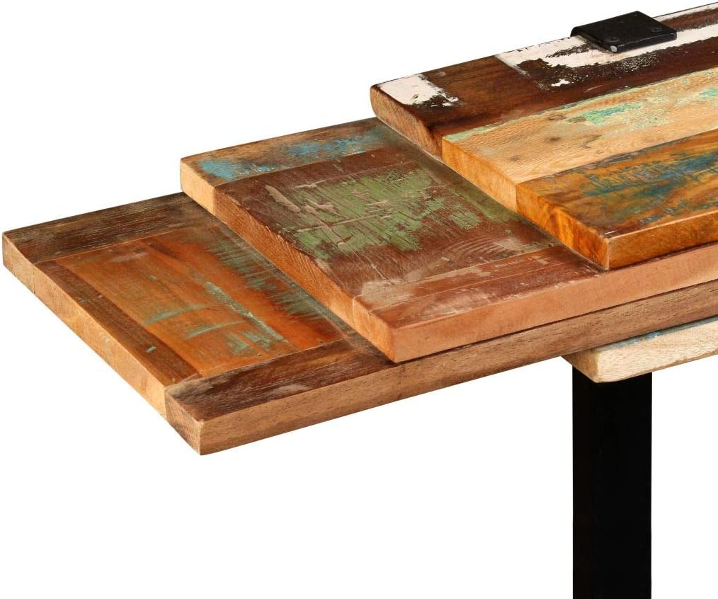 Retro Style Console Table Length-Adjustable Side Table Dining Table Furniture for Living Room Dining Room Hallway (57.1"-70.9") x 11.8" x 29.9" Solid Reclaimed Wood + Cast Iron