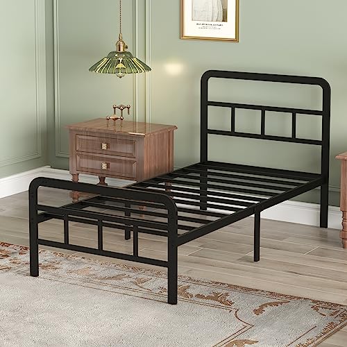 14 inch California King Bed Frames with Headboard and Footboard, Heavy Duty Metal Platform with Steel Slat Support, No Box Spring Needed, Easy Assembly, Black