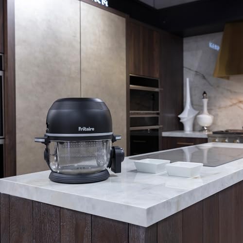 Fritaire Non-Toxic Air Fryer - Glass AirFryer 5 Quart w/ 360 Visibility, Self-Cleaning, 400F Vortex Air Fryer for Even Cooking, BPA-Free Teflon Free, 6-in-1 Functions Bake - Black/White