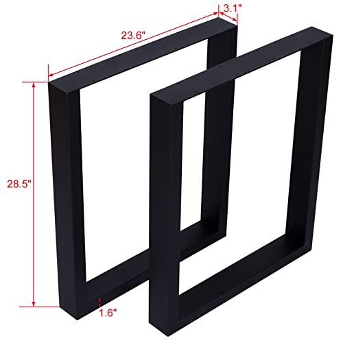 2pcs Square Metal Table Legs, Heavy Duty Wide Metal Table Legs Steel Desk Legs Table Leg Dining Table Legs Industrial Furniture Legs for DIY Coffee Table Furniture Bench Offices Bars Hotels 28 x 24in