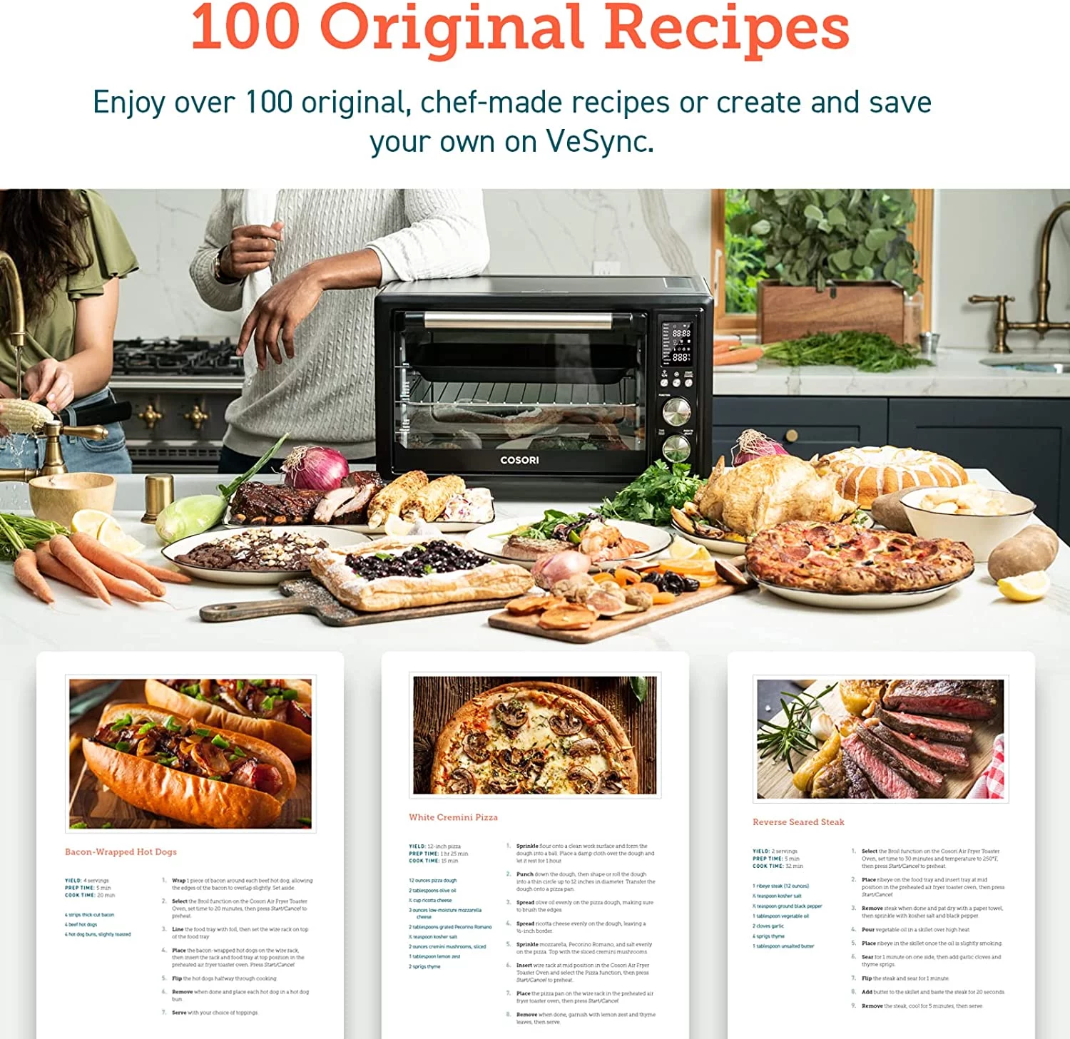 COSORI Smart New Air Fryer Toaster Oven, Large 32-Quart, Stainless Steel, Walmart Exclusive Bonus, Black