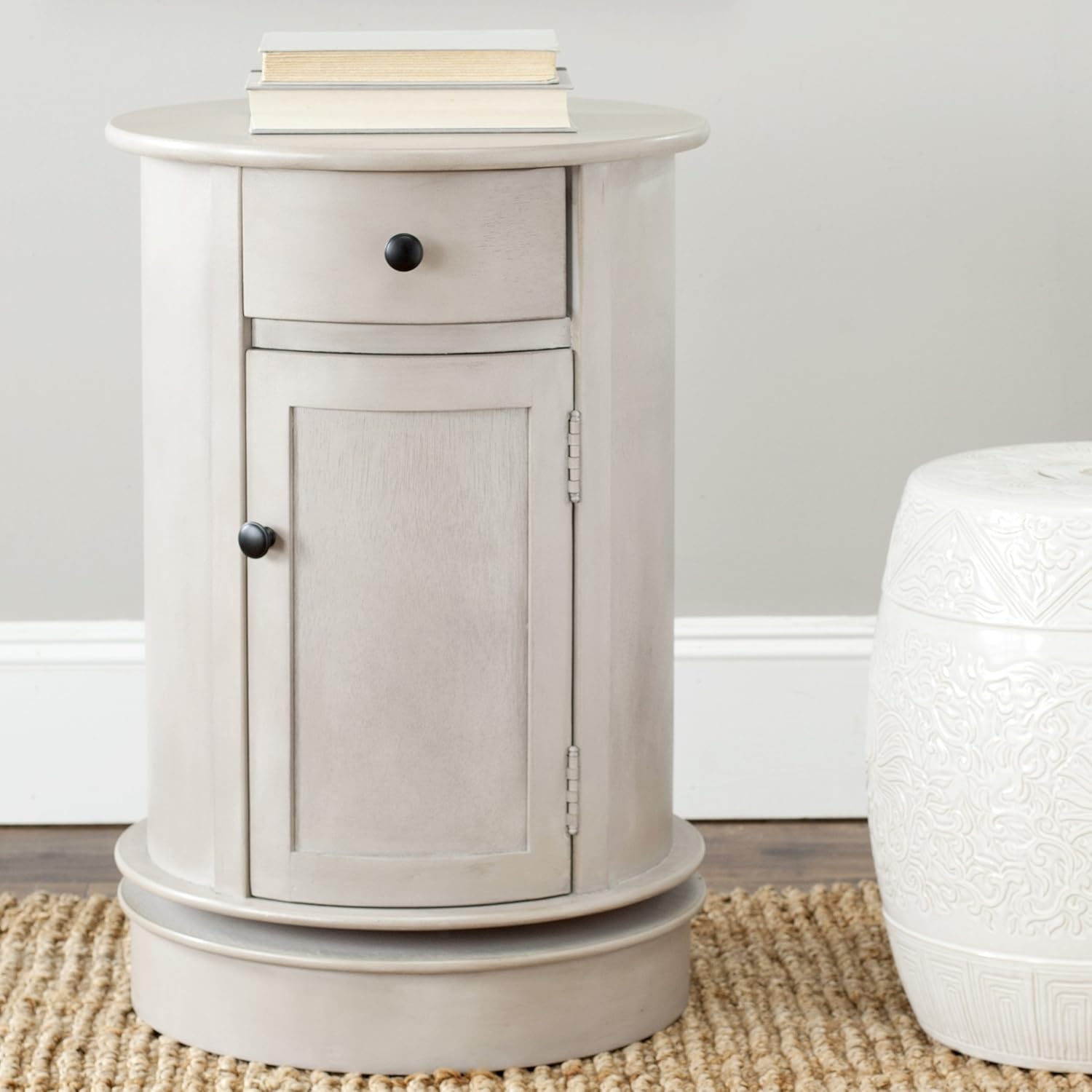 Safavieh American Homes Collection Tabitha Dark Cherry Oval Swivel Storage End Table