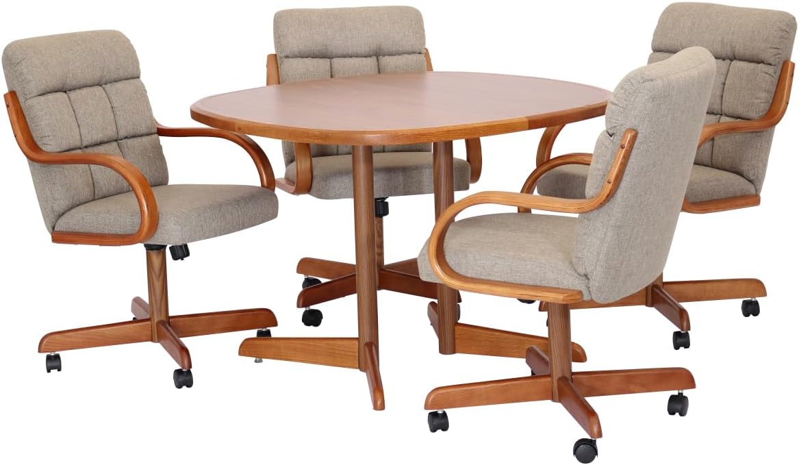 Caster Chair Company 5-Piece 42x42 Caster Dining Set Laminate Table Top & Toast Caster Chairs