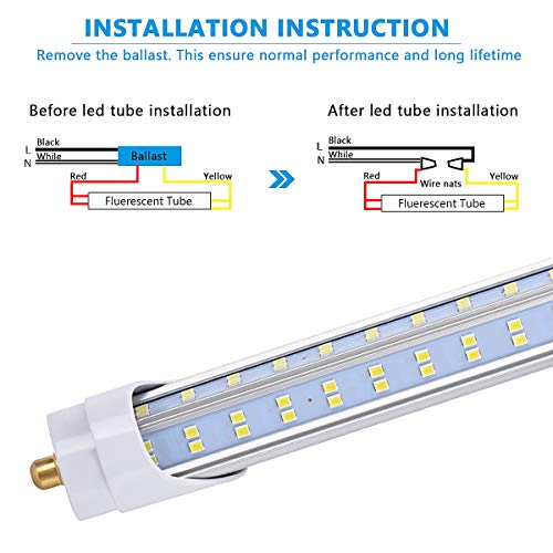 BETRAMLUX 8 Foot LED Bulbs,T8/T10/T12 8ft LED Tube Light,8ft Single Pin FA8 Base, 120W 13000LM, 6000K Cool White, 8 Foot Double Side V Shape(150W Replacement), Clear Cover