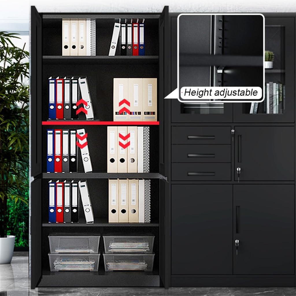 71" Tall Metal Storage Cabinet with Locking and Adjustable Shelves, Multipurpose Storage Cabinets for Garage, Home Office, Pantry
