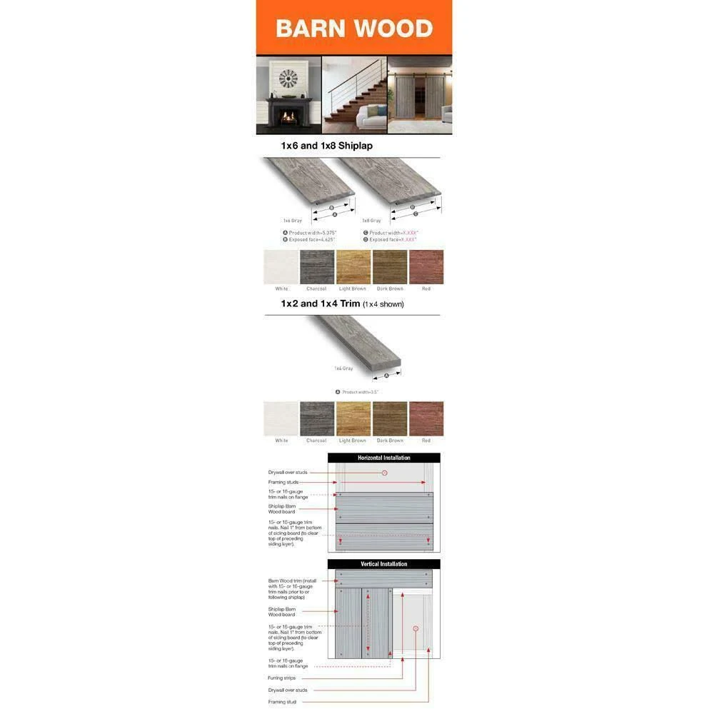 1 in. x 6 in. x 8 ft. Barn Wood White Shiplap Pine Board (6-Pack)
