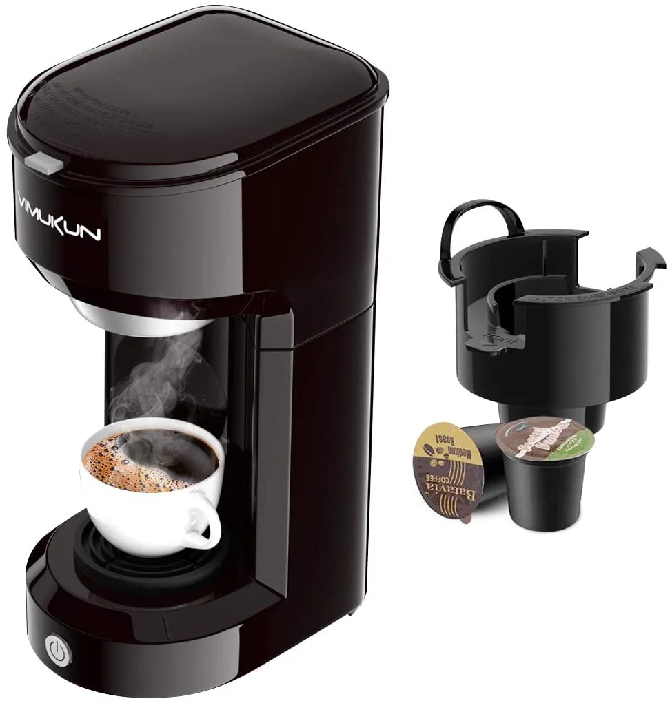 Single Serve Coffee Maker Coffee Brewer Compatible with K-Cup Single Cup Capsule with 6 to 14oz Reservoir, Mini Size (Black)