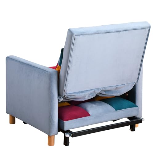 3-in-1 Convertible Chair Bed, 31.5 Inch Pull Out Sofa Bed with Adjustable Backrest, Adjustable Recliner with Solid Wood Feet, Sleeper Chair Futon Chair Bed for Living Room/Small Apartment