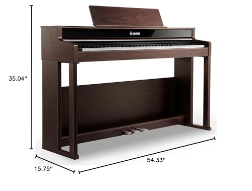 Donner DDP-300 Digital Piano with 88 Graded Hammer Action Weighted Keys, Record, Bluetooth, 10 Voices, 4 Reverb, Speakers, Professional Full Fize Key Keyboard Electric Dark Rose
