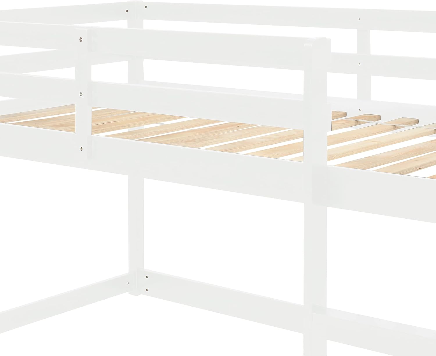 Twin Over Twin Loft Bed Wooden Bed Frame with Safety Guardrail and Ladder, for Kids Teens Boys Girls, White
