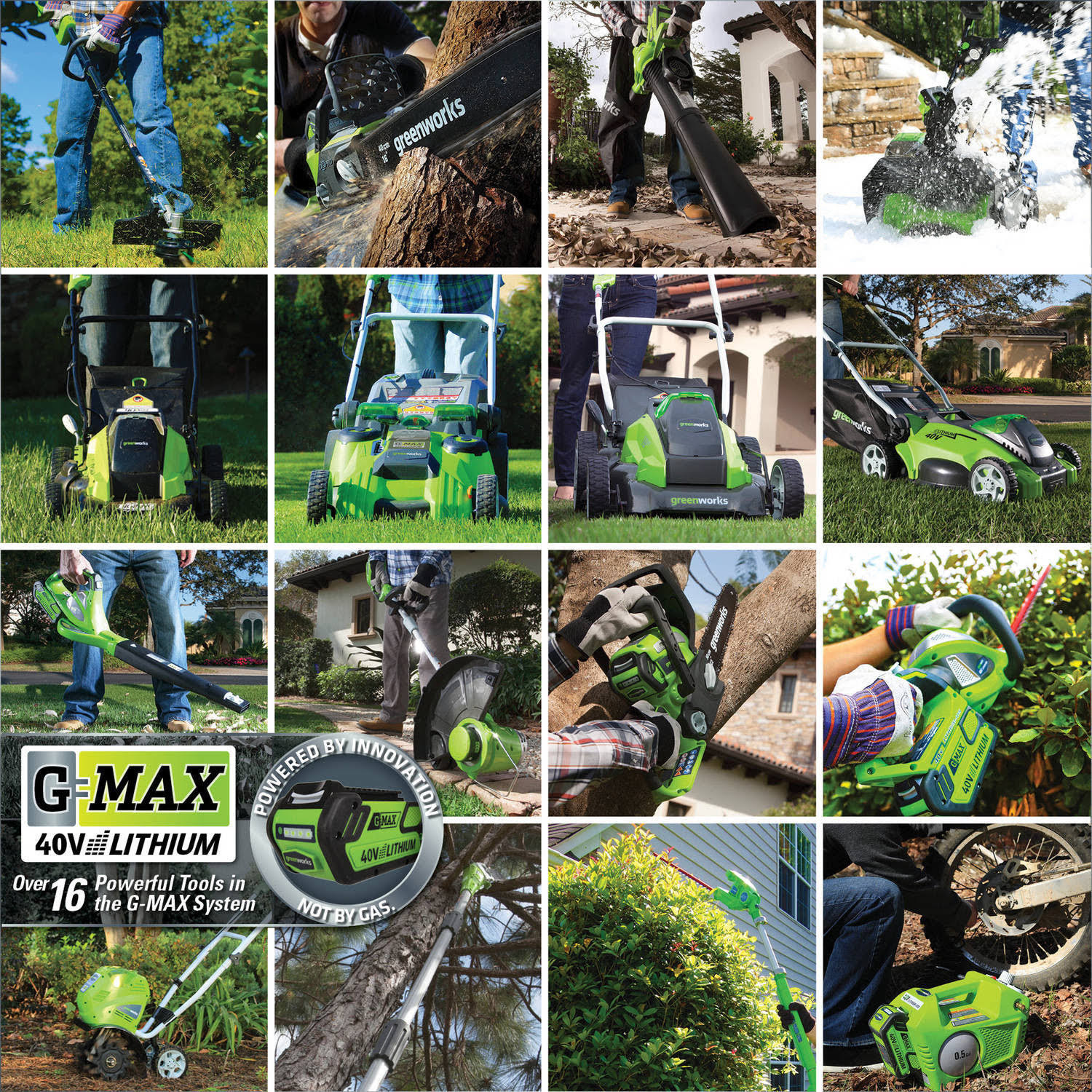 GreenWorks G-Max 25223 19x22 3-in-1 Cordless Walk-Behind Push Mower - 40V