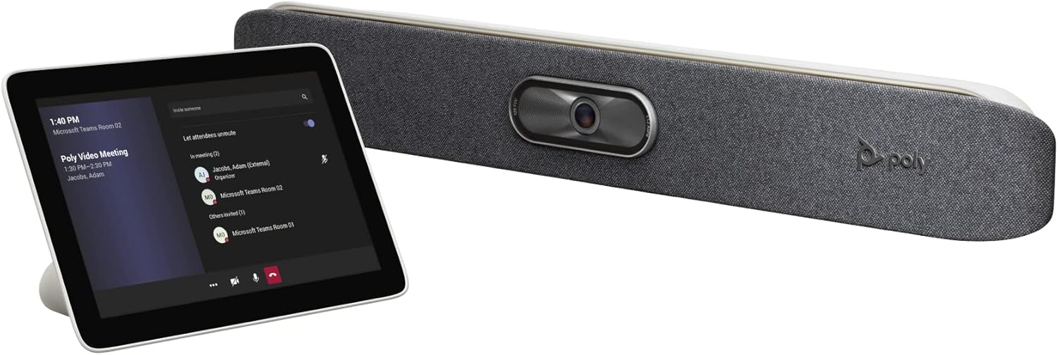 Poly Studio - 4K USB Video Conference System (Polycom) - Camera, Microphone, and Speaker Bar for Small & Medium Conference Rooms - Presenter Tracking, NoiseBlock AI, Autoframing - Teams/Zoom Certified