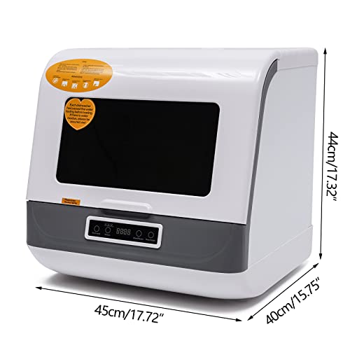 Portable Countertop Dishwasher, Mini Dishwasher with 5L Built-in Water Tank, 5-Program System, 360° Spray for Home, RV, Apartment