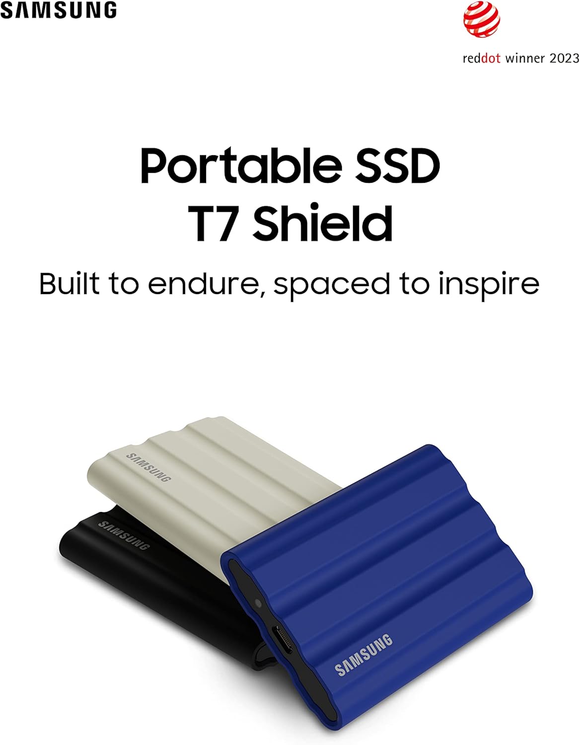SAMSUNG T7 Shield Portable SSD 1TB - Up to 1050MB/s - USB 3.2 (Gen2, 10Gbps) IP-65 External Solid State Drive, Black (MU-PE1T0S)