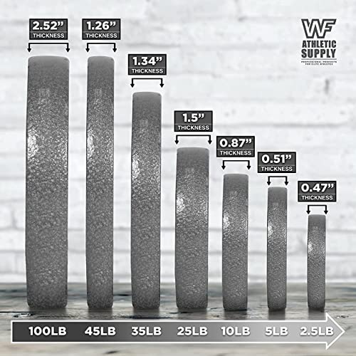 WF Athletic Supply 290lb & 300lb & 555lb Traditional/Classic Olympic Weight Plates Set with 7 ft. Olympic Barbell, Great for Strength Training, Weightlifting, Bodybuilding & Powerlifting