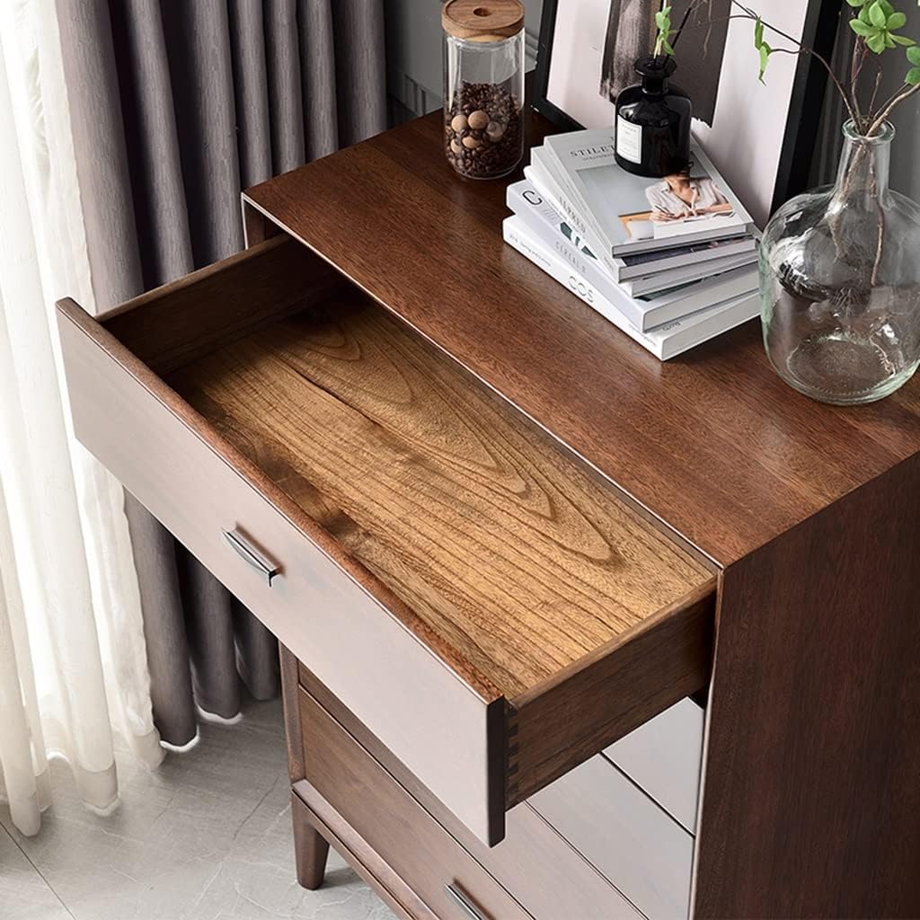 with 5 Drawers, Fabric Dresser, Organizer Unit, Storage Cabinet for Bedroom, Hallway, Entryway, Easy Pull Handle, 30.7 * 17.7 * 47.2 Inches (Walnut) (Walnut)