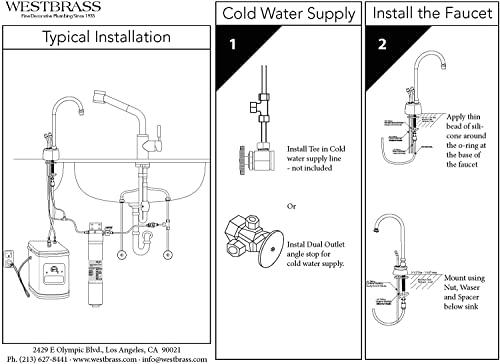 Westbrass Handle Hot Water Dispenser Faucet (Tank sold separately), Satin Nickel