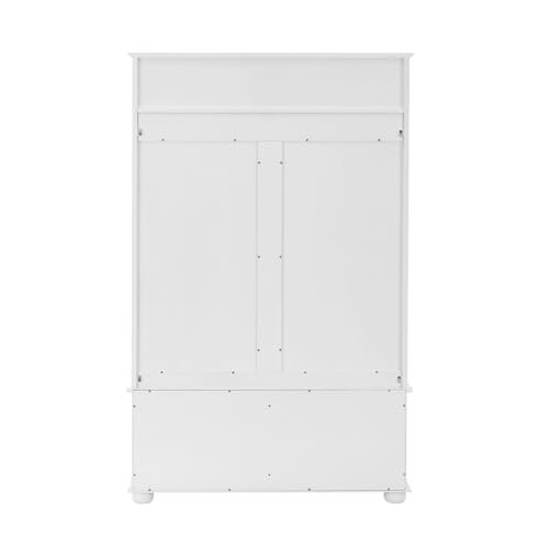 64" 3-in-1 Hall Tree Entryway Four Hooks Rattan Door Shelves Shoe Storage Bench Cabinets with Solid Feet for Hallway Living Room